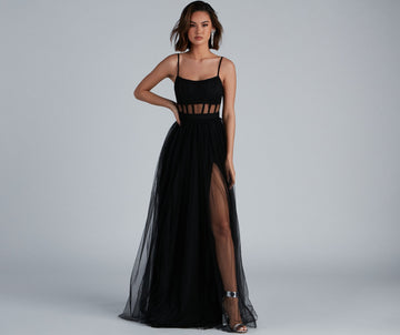 Kim Mesh Corset Tulle Formal Dress